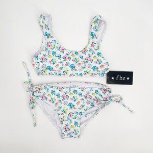 Flowers By Zoe Big Girls Size XL White Floral Bikini